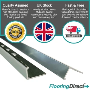 10 x TILE TRIM HEAVY DUTY - L SHAPED - ALUMINIUM POLISHED CHROME 8, 10 & 12mm - Picture 1 of 7