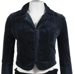 Balenciaga giacca vintage y2k cropped colletto medio blu navy velluto anni 2000 - Foto 1 di 10