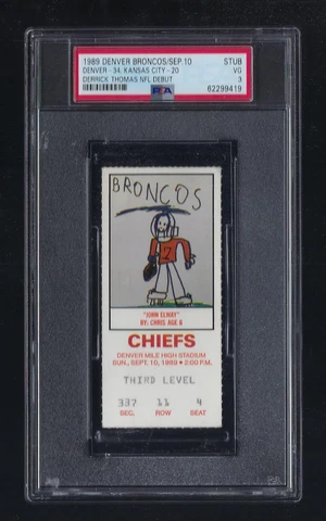 PSA - DERRICK THOMAS STEVE ATWATER DEBUT 1989 NFL CHIEFS @  BRONCOS TICKET STUB Cover