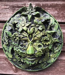 Targa da parete uomo verde celtico estiva© PIETRA ornamento giardino 20 cm/10" D + OMAGGIO! - Foto 1 di 7
