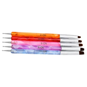 Bolígrafos de manicura cepillo de arte en uñas de doble extremo gel UV constructor pintura pinceles de dibujo - Imagen 1 de 12