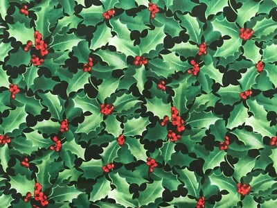 Tela de edredón de algodón Navidad Acebo Berry Alexander Henry por 1/2 yarda Foto 1 de 3