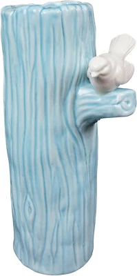 Hoff Interieur 7874 Vase "Zaunkönig" ø 11 x 23 cm Keramik Blau mit Vogel - Bild 1 von 2