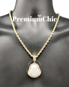 ICED Buddha Pendant + 5MM Rope Chain Necklace Choker Mens Fashion Jewelry