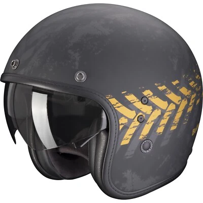 Scorpion Casco Moto Belfast Evo Nevada Taglia S Retro Jethelm Nero-Oro Opaco - Immagine 1 di 3