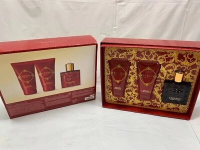 VERSACE EROS FLAME 3 piezas Colonia Set de Regalo - Hombres - 1.7oz Spray, Gel y Aftershave*Nuevo Foto 1 de 4