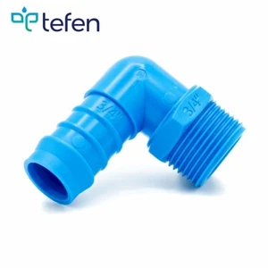 Tefen Hose Tube Fitting Connector -  BSPT Elbow Male Plastic Blue Pks 5/10/25 - Picture 1 of 7