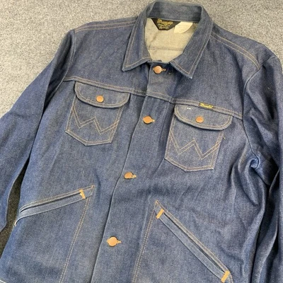 Chaqueta Wrangler Denim Crudo De Colección 42L Denim Sin Fallas Chaqueta de Camionero EE. UU. Principios de los 80 Foto 1 de 4