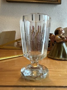 Antikes Glas Monogramm Becher Facettiert - Bild 1 von 8
