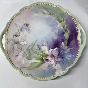 VTG D & C France LIMOGES Hand Painted 10” Decorative Plate, Flowers, Gold Trim - Picture 1 of 7