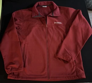 Columbia Men’s Jacket Large Dark Red Softshell Coat -Fleece Lined - Picture 1 of 3