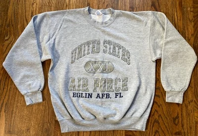 Sudadera De Colección Años 90 Eglin Base Fuerza Aérea Para Hombre Talla Grande Florida USAF Gris Foto 1 de 4