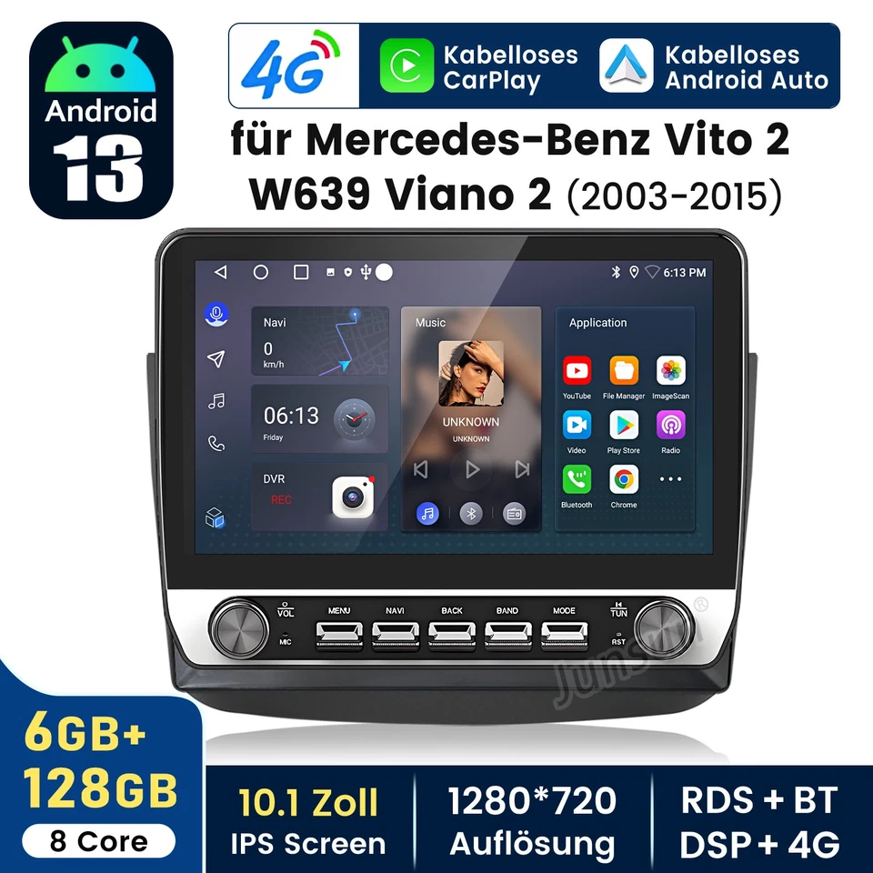 Für Mercedes Benz Vito Viano W639 2003-2015 Carplay Android13 Autoradio GPS Navi