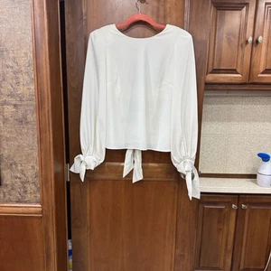 NICHOLAS Gorgeous Cream Blouse open back with Tie Accents - Picture 1 of 7