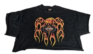 VTG usa russ welch harley davidson shirt XL flaming eagle Cut Crop Top Texas - Picture 1 of 8