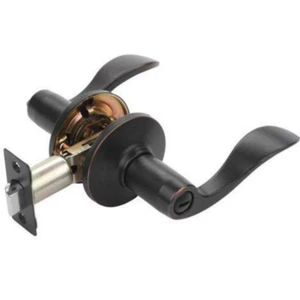 Heavy Duty Wave Style Privacy lever door lock - Satin Nickel / Oil Rubbed Bronze - Picture 1 of 5