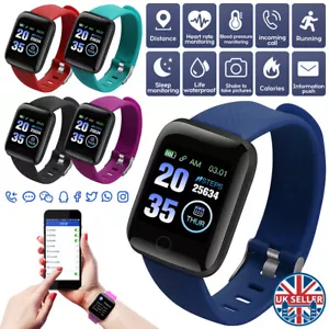 Smart Watch Men Women Fitness Tracker Blood Pressure Heart Rate Sport Watches UK - Picture 1 of 17