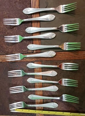 ✅ LOTE DE 12 TENEDORES ESTILO ART DECO MANHATTAN PLATEADOS LUGAR/ALMUERZO 🍱  Foto 1 de 4