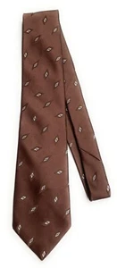 Wembley Leatherback Satins Mens Neck Tie Brown Silver Blue Diamond Print 3.5x57 - Picture 1 of 8