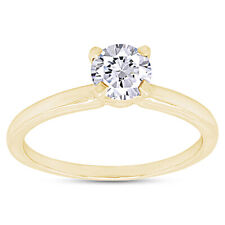 1 Ct Round Cut Simulated Diamond Solitaire Engagement Ring Solid 14K Yellow Gold