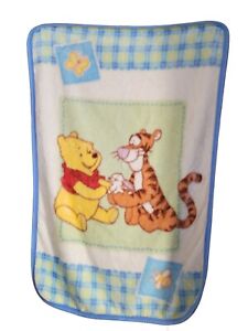 Disney Winnie the pooh Tigger baby blanket throw 46"×31" nursery crib blue cream