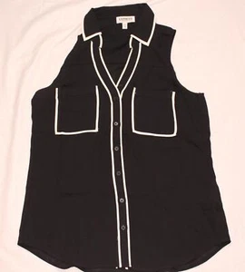Express Women's Sleeveless Button-up Black Shirt NWOT Size XS - Picture 1 of 4
