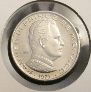 MONACO, RAINIER III, 1/2 FRANC 1975, UNCIRCULATED++, SCARCE. - Picture 1 of 2