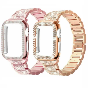 Women Case+Bling Strap For Apple Watch Band Series 8 7 6 5 SE Wrist Band 41/45mm - Picture 1 of 14