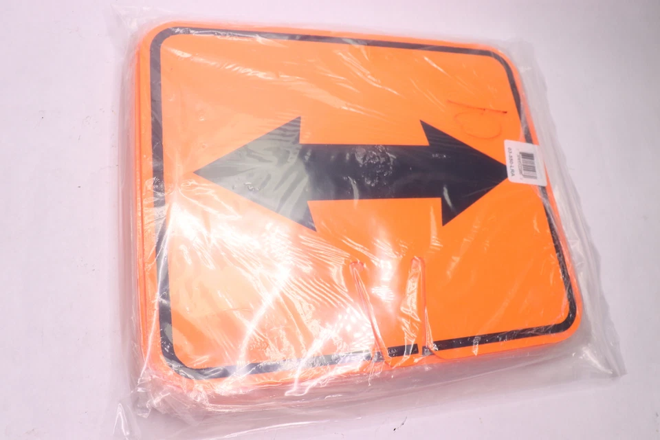 (10-Pk) Cone Sign Double Arrow Plastic Black Orange 10-1/2" x 12-3/4" 03-550-LRA - Image 1 of 1