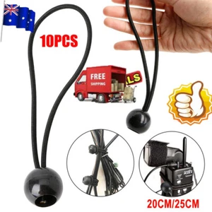 10PCS Heavy Duty Elastic Black Ball Bungees Tarp-Tent Cord Down Shock Loop HA - Picture 1 of 11