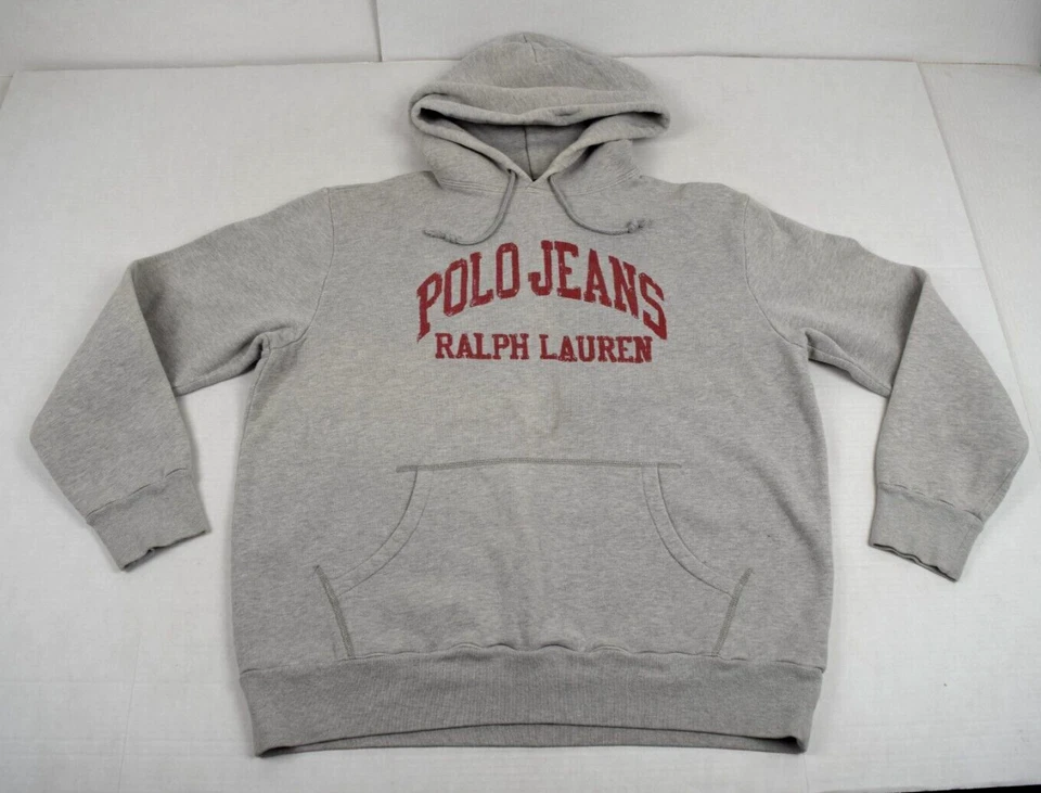 Sudadera Polo Jeans Ralph Lauren Vintage Talla L Años 2000 Gris Sudadera con Capucha Foto 1 de 4