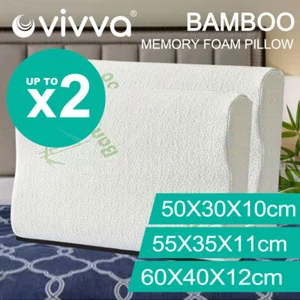 Luxury Soft Contour Bamboo Pillow Cushion Memory Foam Fabric Hypoallergenic Case - Picture 1 of 12