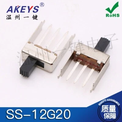 Interruptor deslizante vertical 10 piezas SS-12G20 2P2T altura mango 7 mm con 2 pasadores fijos Foto 1 de 4