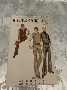 ❤️Vintage Butterick 5738 Sewing Pattern Men's SZ Chest 38 Pants Vest Men's UC - Picture 1 of 3
