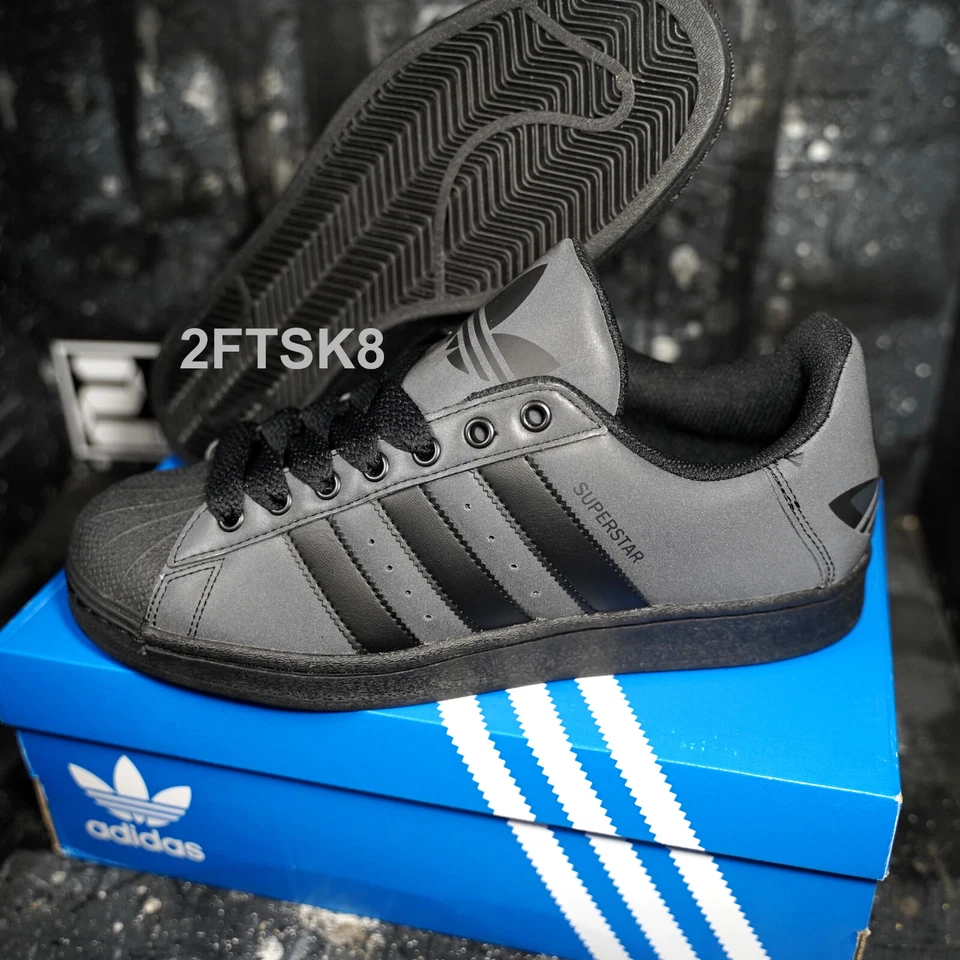 ADIDAS ORIGINALS SUPERSTAR CORE BLACK REFLECTIVE MEN'S SHOES 8.5~12 ID3109 - Image 1 of 4