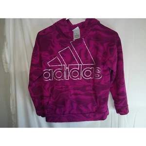 Adidas Hoodie Pullover Swirl Print Big Logo Activewear Purple Girls L(14) - Picture 1 of 3