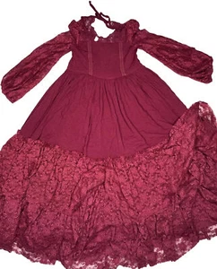 Mia Joy JoyFolie Girls Size 5 Long Layered Lace Maroon Ruffle Party Dress - Picture 1 of 13
