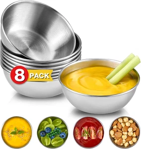 8 Pack Stainless Steel Soy Sauce Dishes, 4 Oz Dipping Bowls, Mini Prep Bowls Pin - Picture 1 of 12