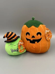 Peluche Squishmallow Halloween Paige La Calabaza y Jerguen El Fantasma Verde - Imagen 1 de 18