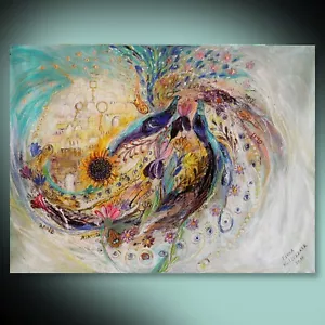 Remembering Safed. 39" Ready to hang print from original Chagall style painting - Picture 1 of 5