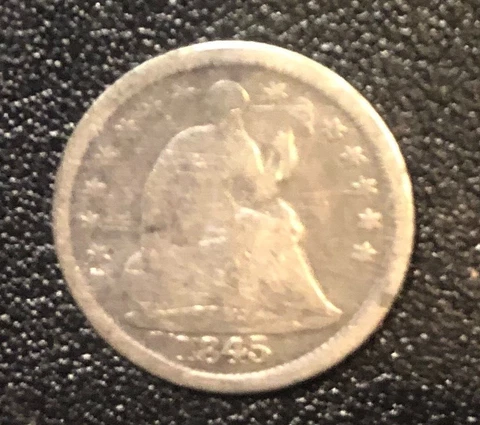 1845 Liberty Seated Half Dime Silver Coin Earlier Date Cover