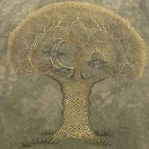 The Mountain Brand Tie-Dye T-Shirt Celtic Tree Wisdom Tree Life Size XL Sun Moon - Imagen 1 de 15