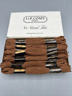 23 Skeins J&P Coats Deluxe 6-Strand Cotton Embroidery Floss Dark Brown #81 - Image 1 of 4