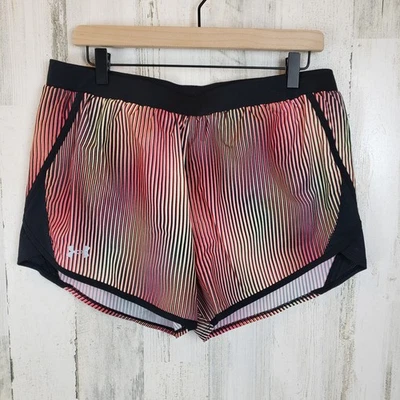 Pantalones Cortos Under Armour Para Mujer Talla L Negro Rosa Amarillo Rayas Correr Atléticos Foto 1 de 4
