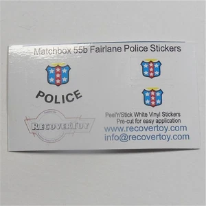 Matchbox Lesney 55b Ford Fairlane Police Car Sticker Set - Picture 1 of 3