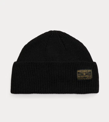 Polo Ralph Lauren Hombres O/S Tejido Lana Gorra Negro Gorro Infantería Etiqueta Nuevo con Etiquetas Foto 1 de 4