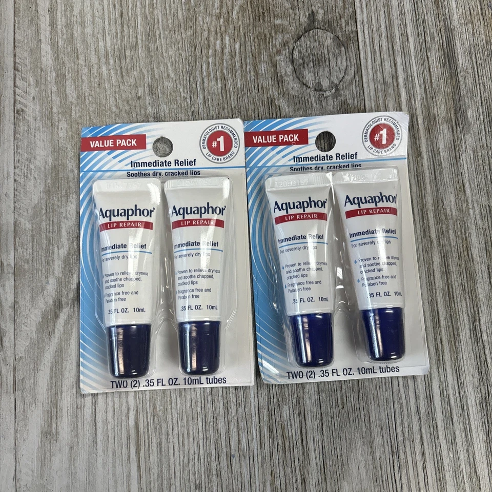 2 Aquaphor Lip Repair Ointment Moisture Immediate Relief 0.35 FL Oz