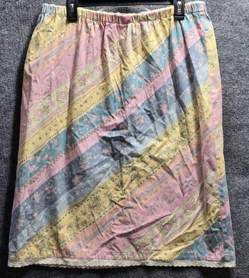 Sigrid Olsen Boho Floral Striped Cotton Skirt Eyelet Pink, Blue, Yellow Sz 14 - Image 1 of 4
