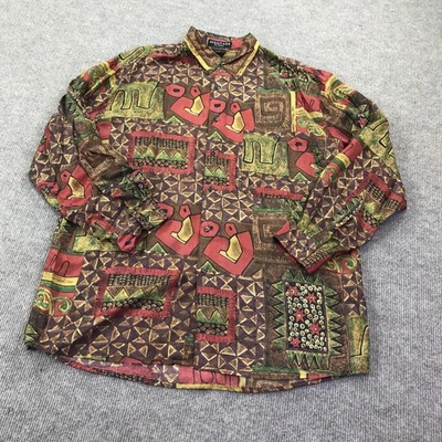 Montage Pour Homme Shirt Mens Large Multicolor Silk Abstract Geometric - Image 1 of 4