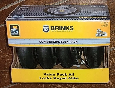 Brinks 4只装商用存储挂锁-类似钥匙锁- #673-80402 — 第 1/2 张图片